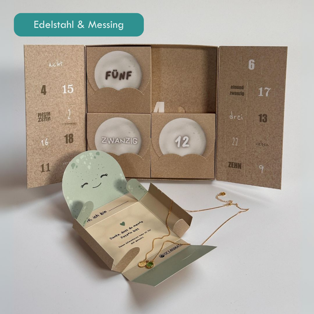 Schmuck Adventskalender - "Schildkrötennest" - Edelstahl/Messing