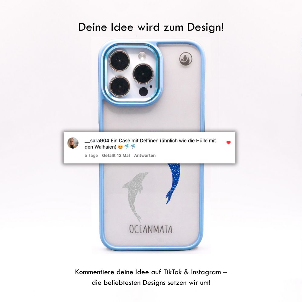 iPhone 16 Hülle - Delfin blau - "Dolphin Twins" - nachhaltig