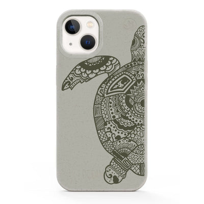 iPhone 14 plus case - beige - "GREEN TURTLE" - sustainable