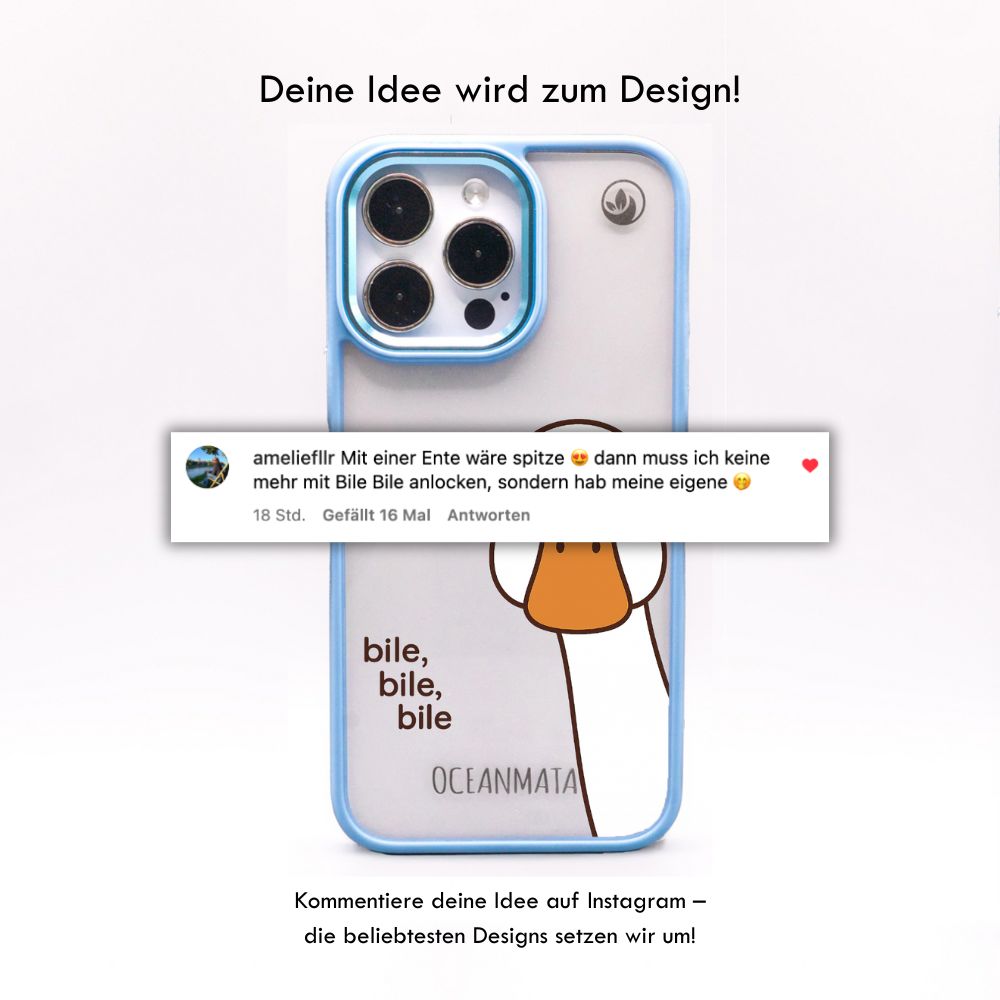 iPhone 15 pro max Hülle - Ente weiß - "Bile Bile Bile" - nachhaltig