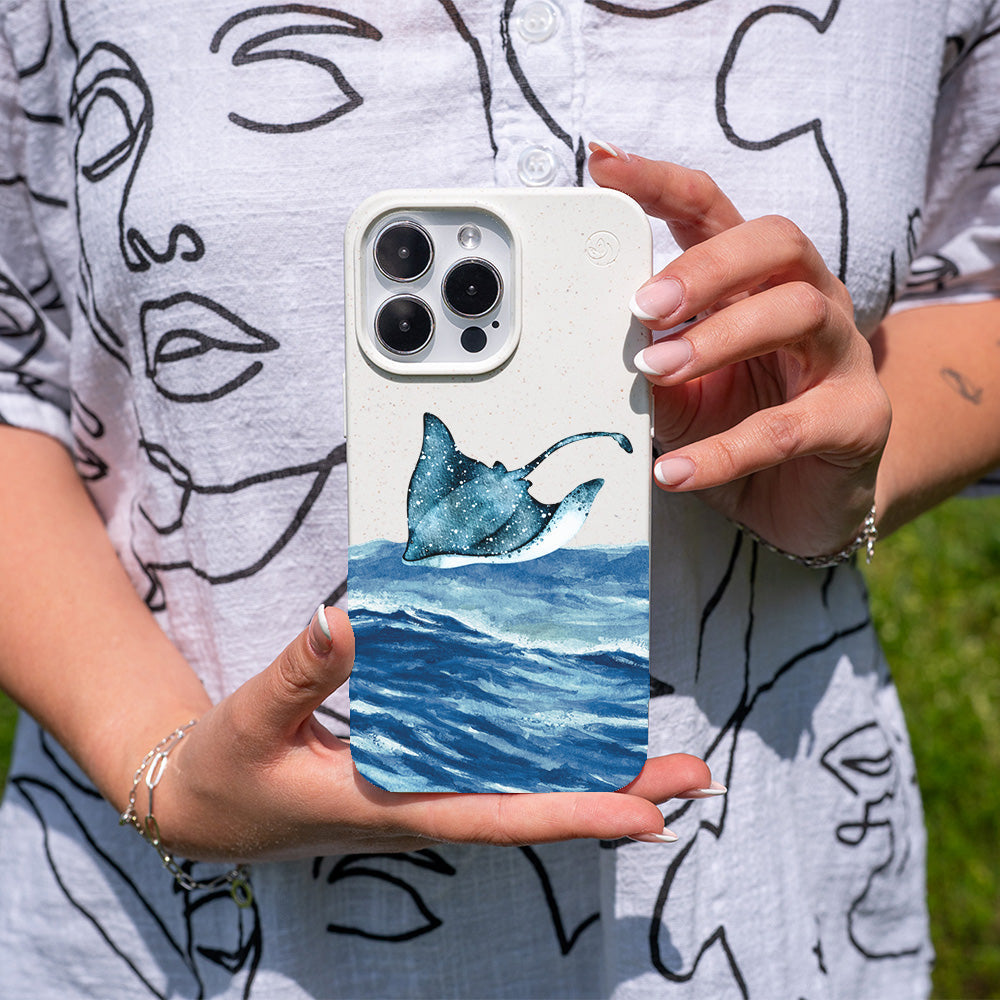 iPhone 16 pro max Hülle - weiß Manta - "Manta Wave" - nachhaltig