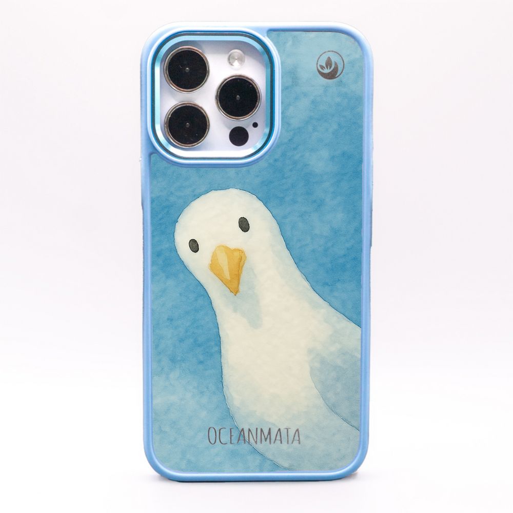 iPhone 15 pro Hülle - Möwe blau - "Seagull" - nachhaltig
