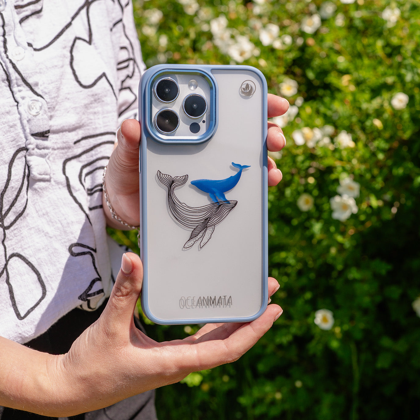 iPhone 15 pro Hülle - Wal blau - "BlueWhale" - nachhaltig