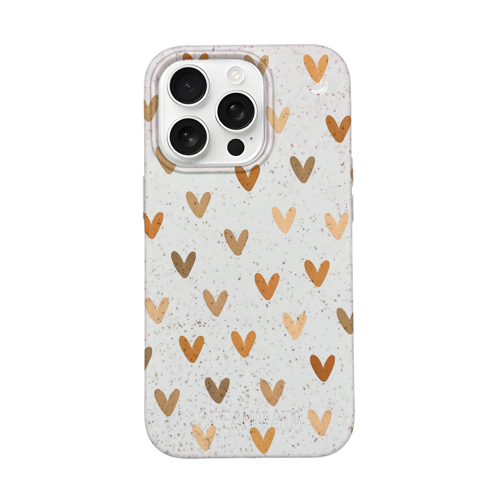 iPhone 16 Pro Max Case - White Heart - "AutumnLove" - sustainable