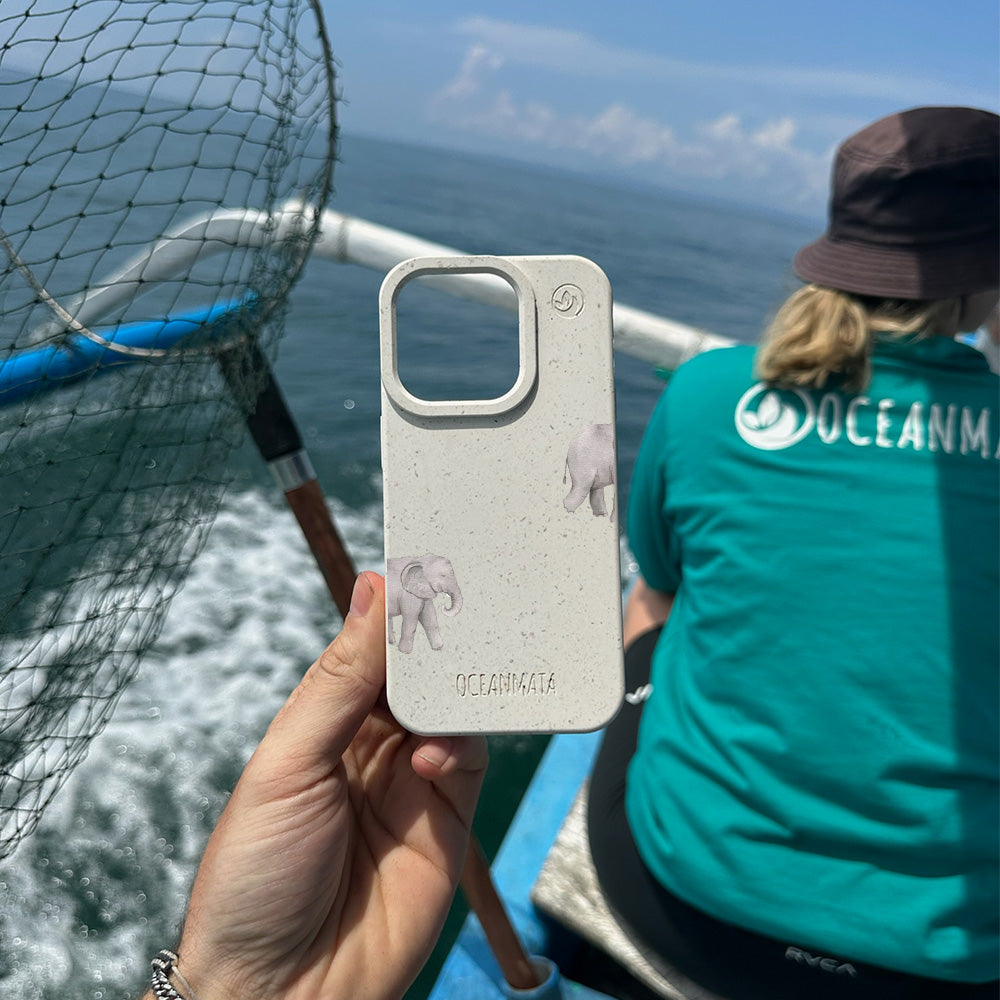 iPhone 14 Hülle - Elefant weiß - "Ele-Fant" - nachhaltig