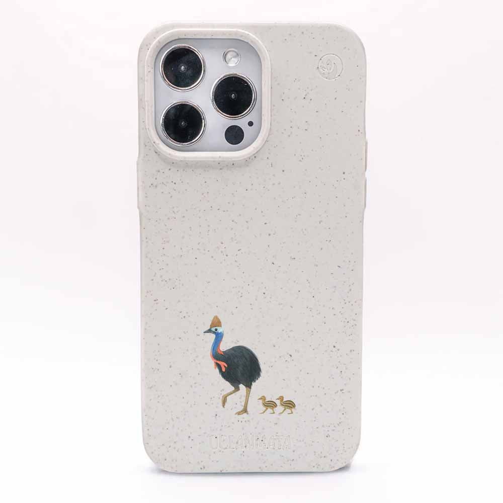 iPhone 13 pro Hülle - Cassowary weiß - "CassowaryStroll" - nachhaltig