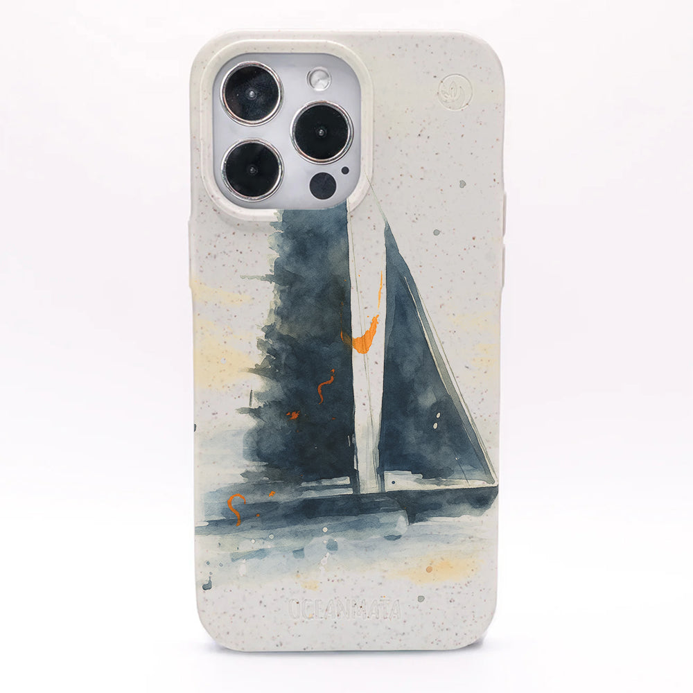 iPhone 13 pro max Hülle - Segeln weiß - "Golden Horizon" - nachhaltig