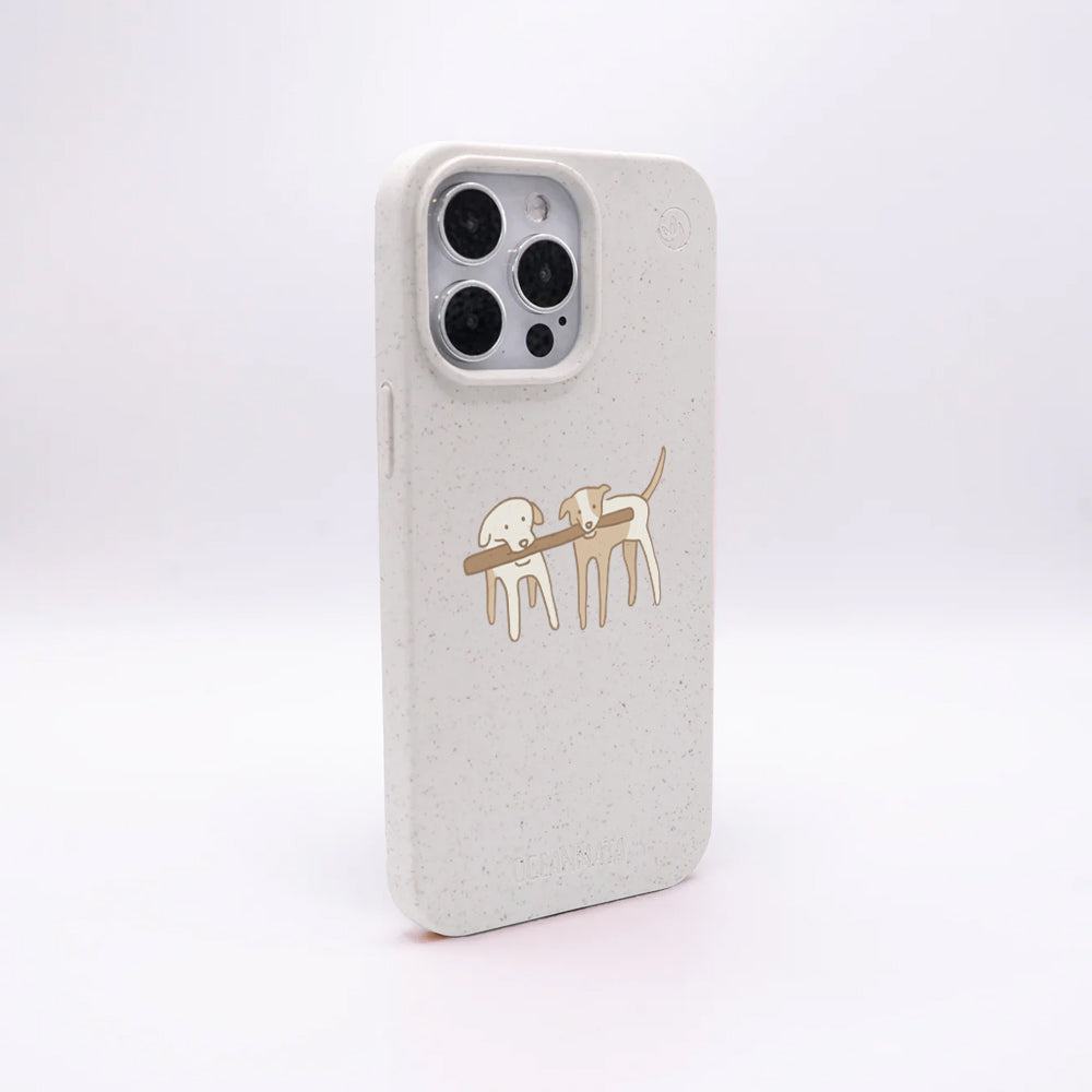 iPhone 15 pro Hülle - Hunde weiß - "Wuff" - nachhaltig