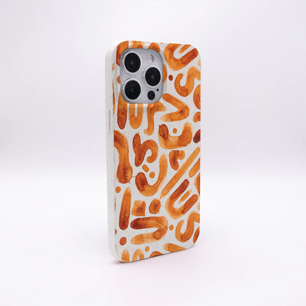 iPhone 13 pro Hülle - orange - "buchstabensuppe" - nachhaltig