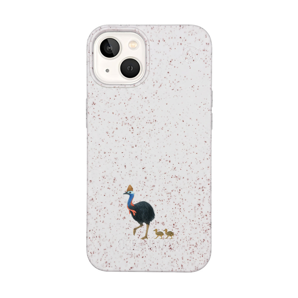 iPhone 13 Case - Cassowary White - "CassowaryStroll" - Sustainable