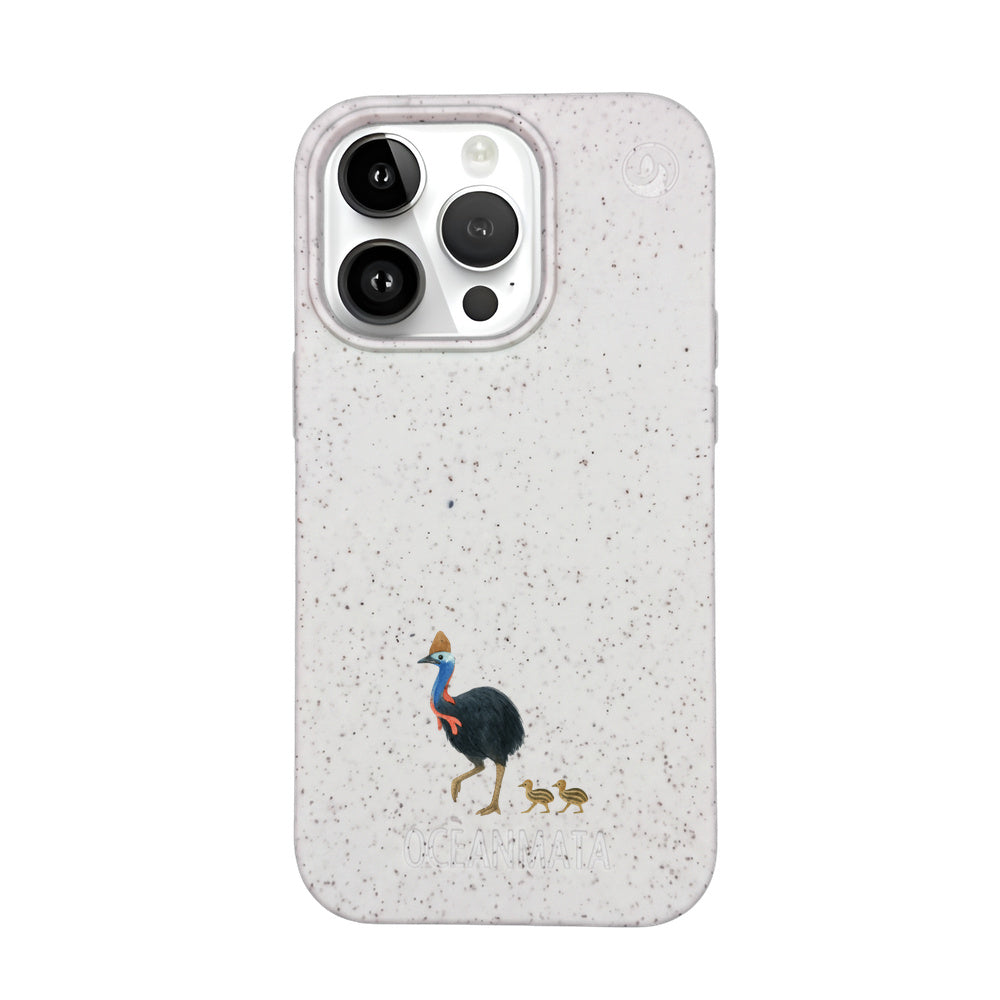 iPhone 14 Pro Case - Cassowary White - "CassowaryStroll" - sustainable