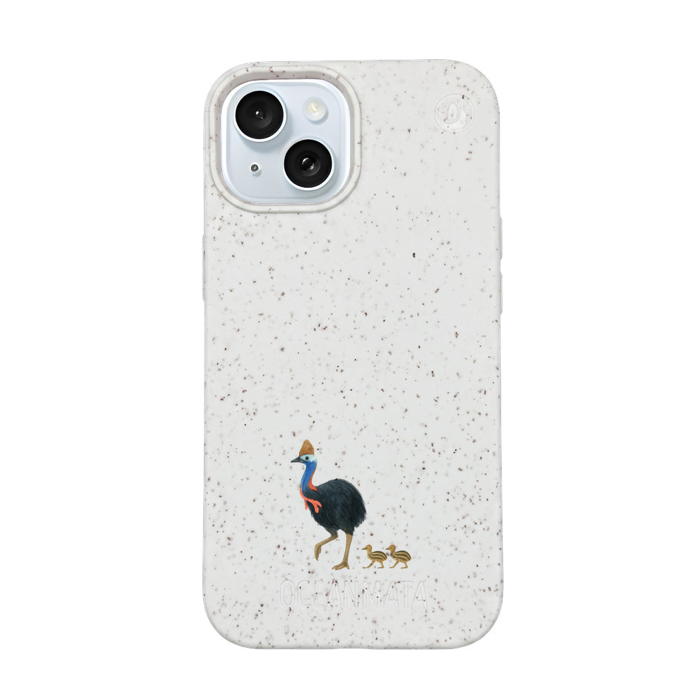iPhone 15 Case - Cassowary White - "CassowaryStroll" - sustainable