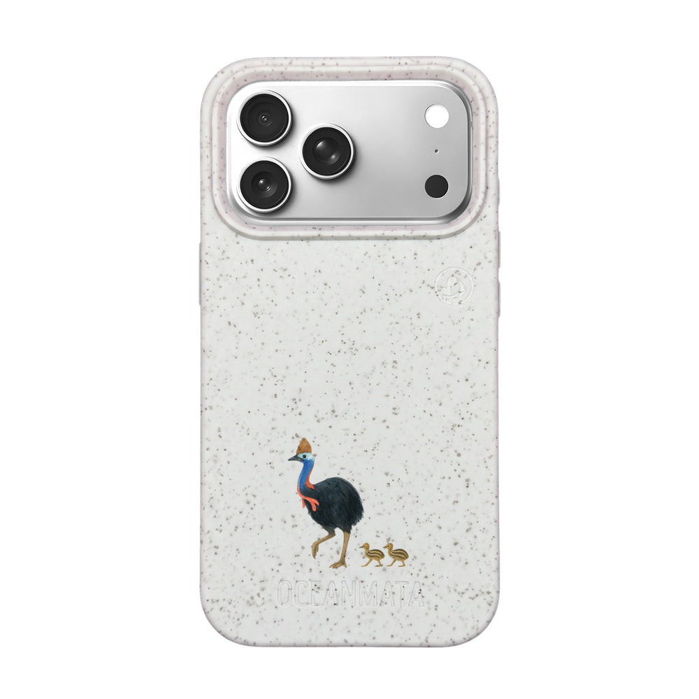 iPhone 17 Pro Case - Cassowary White - "CassowaryStroll" - sustainable