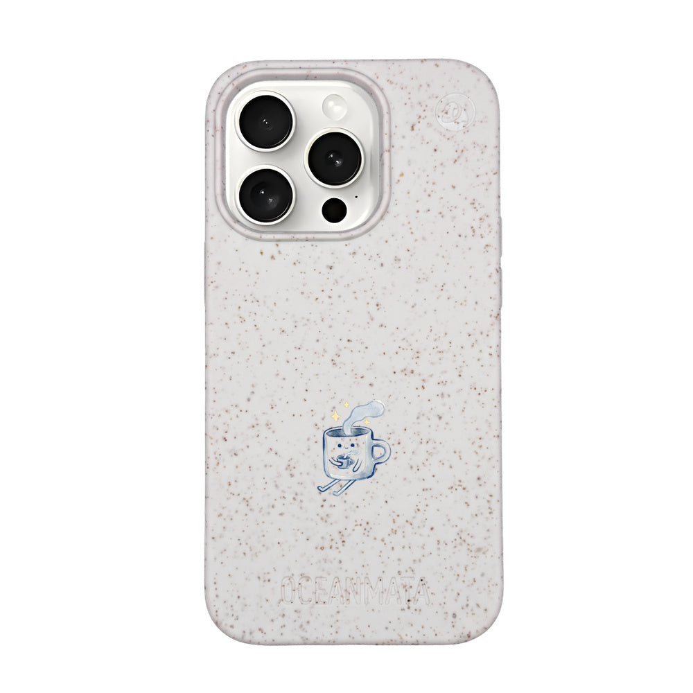 iPhone 15 pro Hülle - weiß - "coffeelove" - nachhaltig
