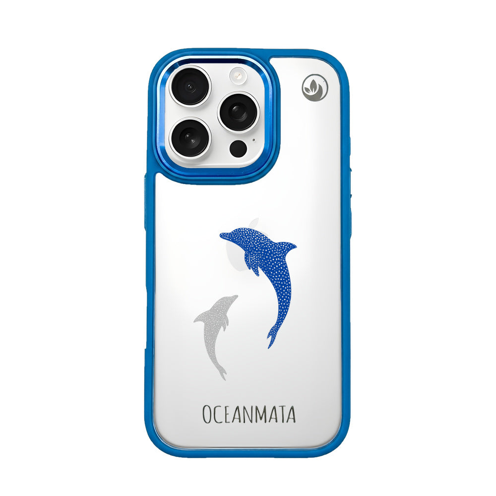 iPhone 16 pro Hülle - Delfin blau - "Dolphin Twins" - nachhaltig