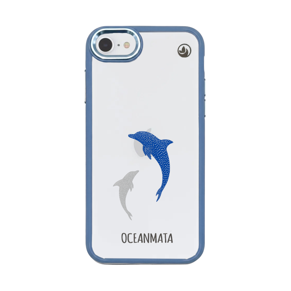 iPhone SE/7/8 Hülle - Delfin blau - "Dolphin Twins" - nachhaltig