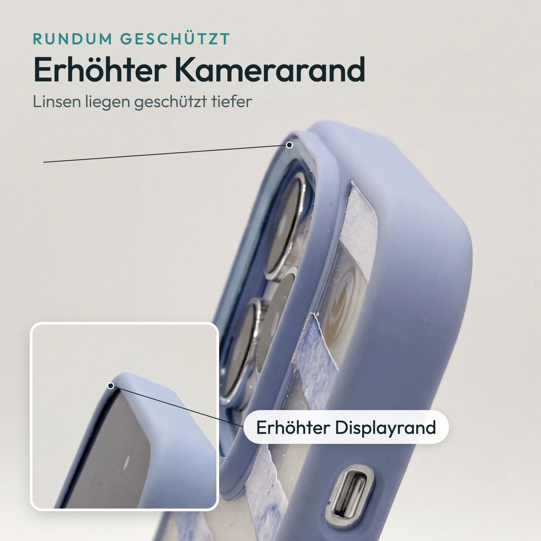 iPhone 18 Pro Max / 17 Pro Max Hülle - Seepferdchen weiß - "SeahorseTale" — erhöhter Kamerarand und Displayrand