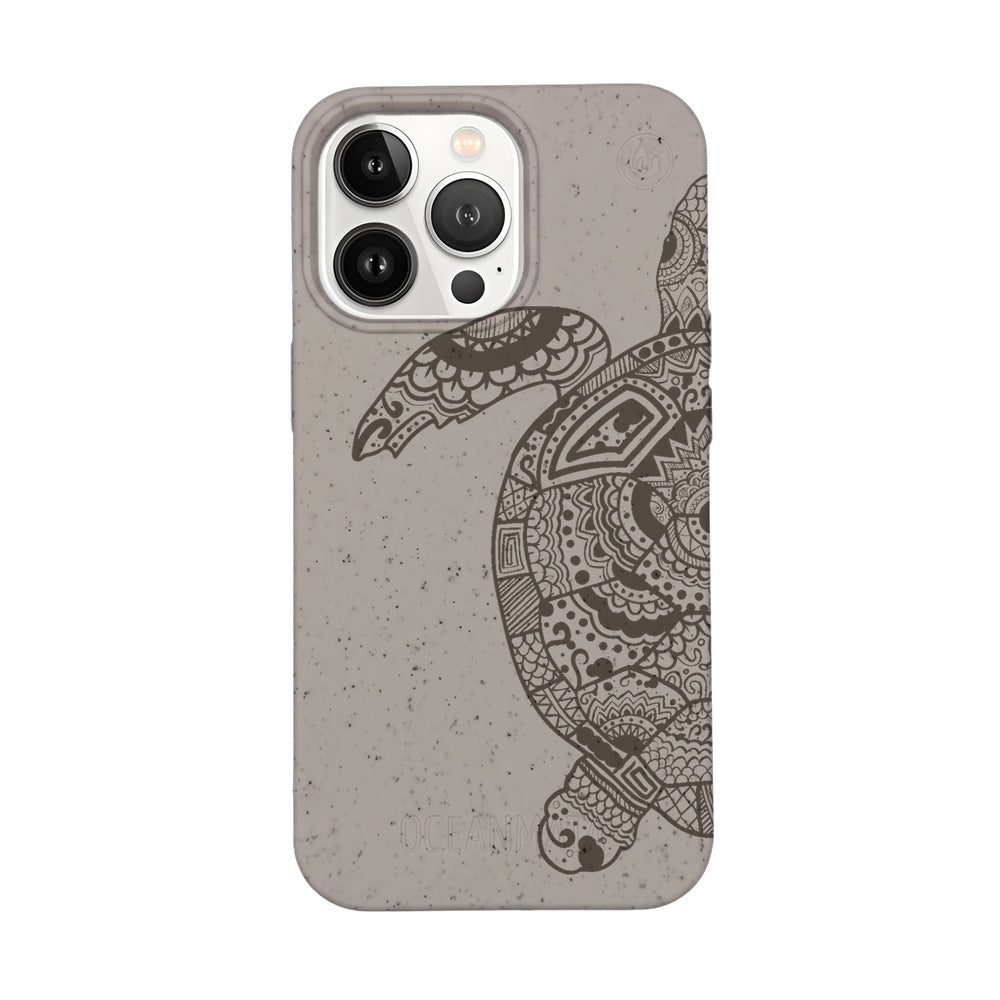 iPhone 13 pro max case - beige - "GREEN TURTLE" - sustainable