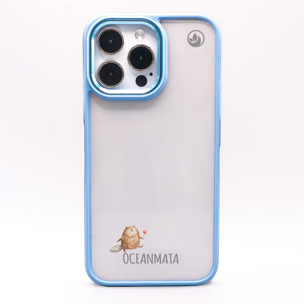 iPhone 15 Hülle - Biber blau - "BeaverBliss" - nachhaltig