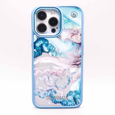 iPhone 15 pro Hülle - Qualle blau - "Men o' War" - nachhaltig