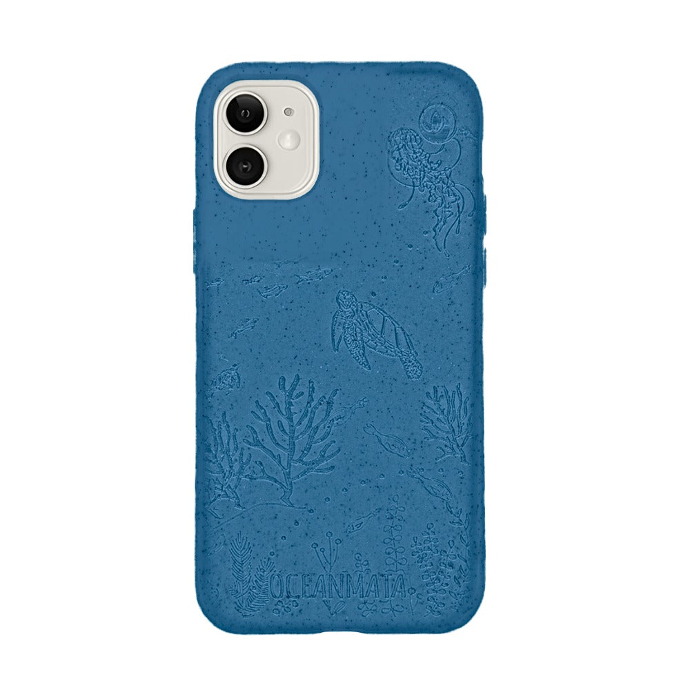 iPhone 11 Hülle "TURTLE Family" - blau - nachhaltig