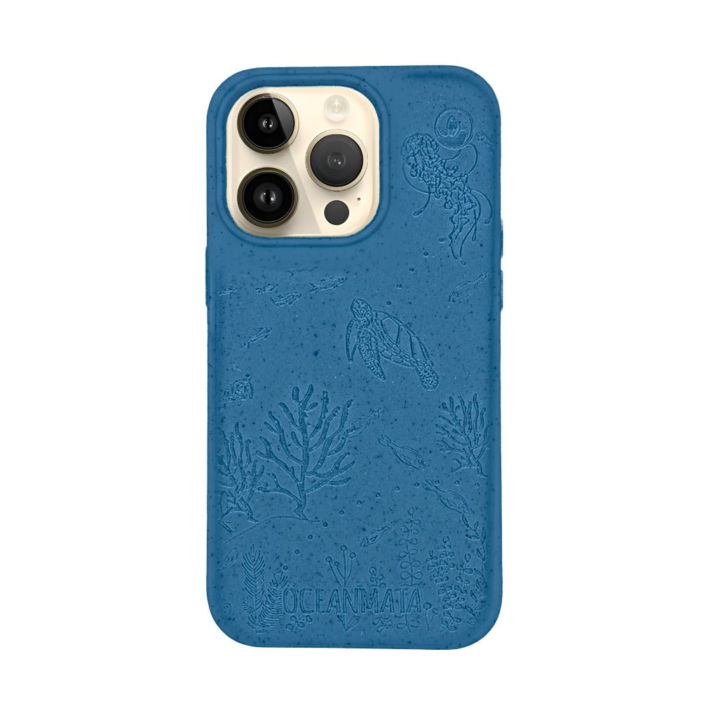 iPhone 14 pro Hülle "TURTLE Family" - blau - nachhaltig