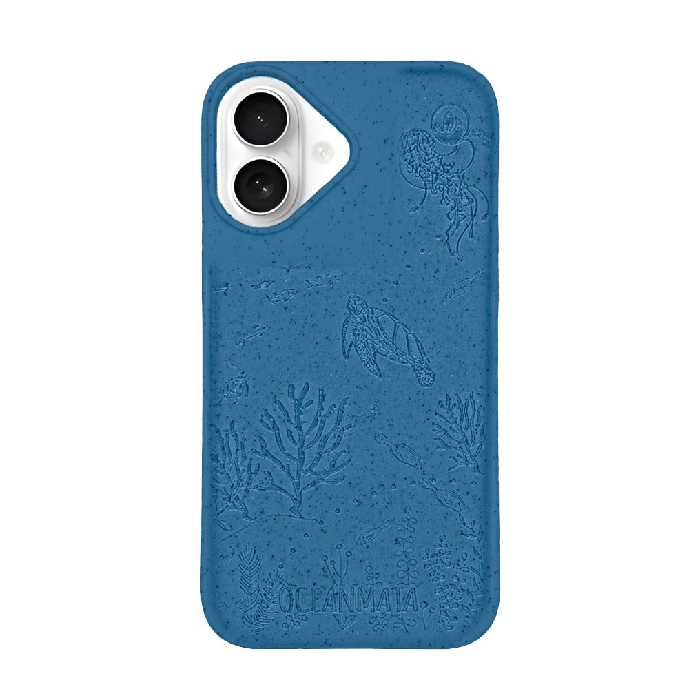 iPhone 16 Hülle "TURTLE Family" - blau - nachhaltig