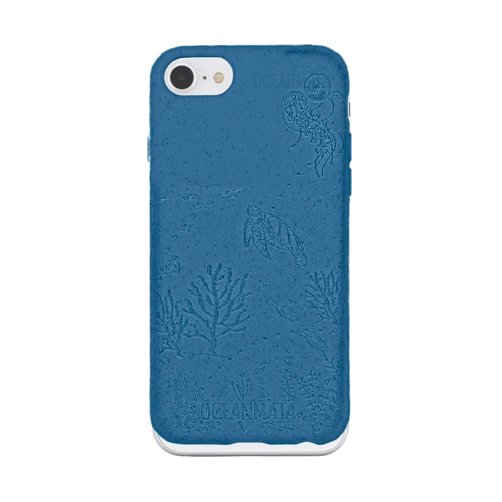 iPhone SE/7/8 Hülle "TURTLE Family" - blau - nachhaltig