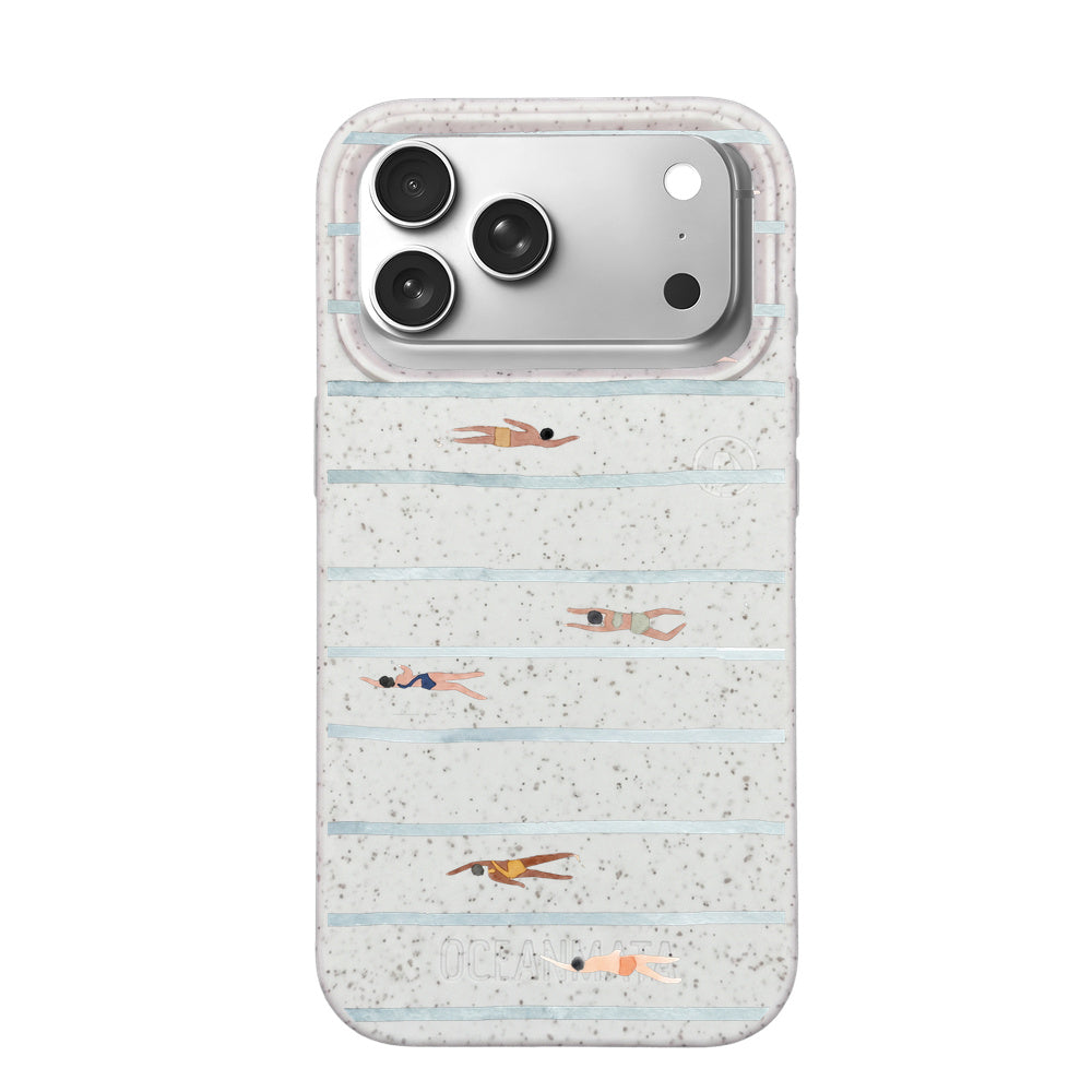 iPhone 18 Pro / 17 Pro Hülle - Schwimmen weiß - "lapflow" - nachhaltig