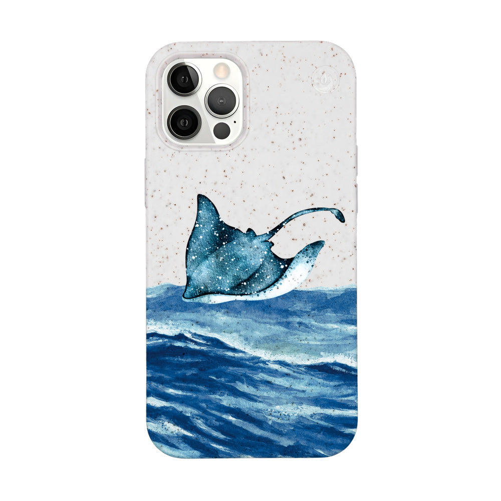 iPhone 12 pro / iPhone 12 case - white Manta - "Manta Wave" - sustainable