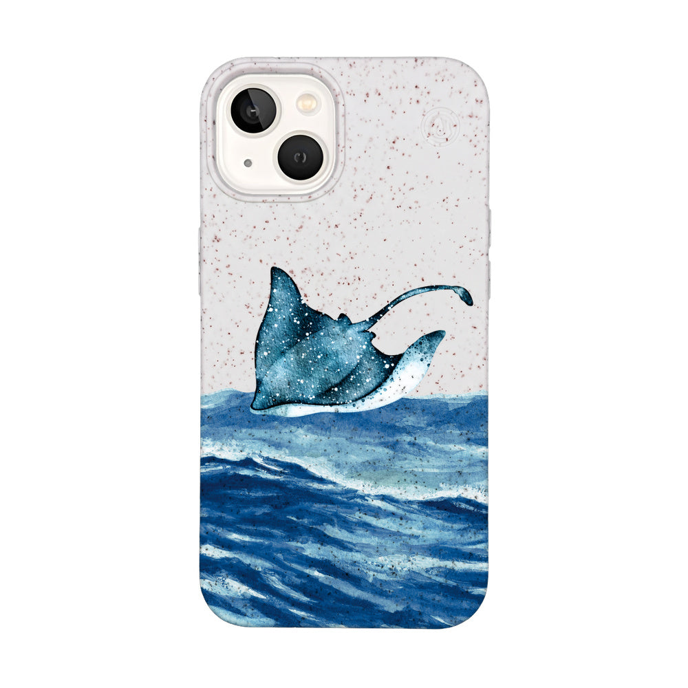 iPhone 13 case - white Manta - "Manta Wave" - sustainable