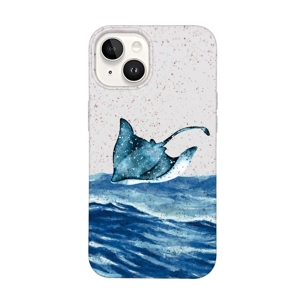 iPhone 14 case - white Manta - "Manta Wave" - sustainable