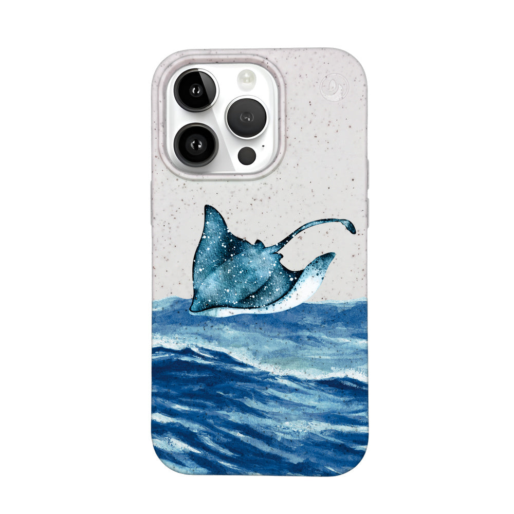 iPhone 14 pro max case - white Manta - "Manta Wave" - sustainable