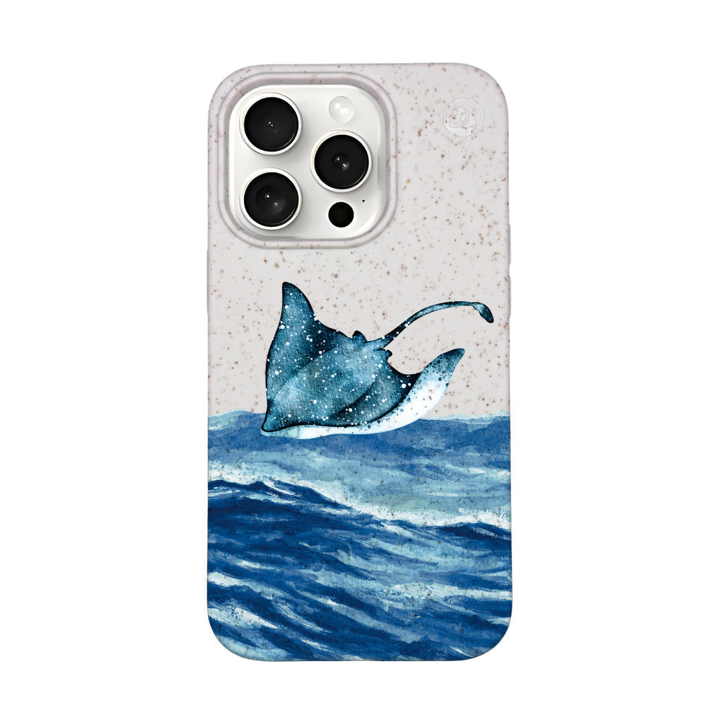 iPhone 15 pro max case - white Manta - "Manta Wave" - sustainable