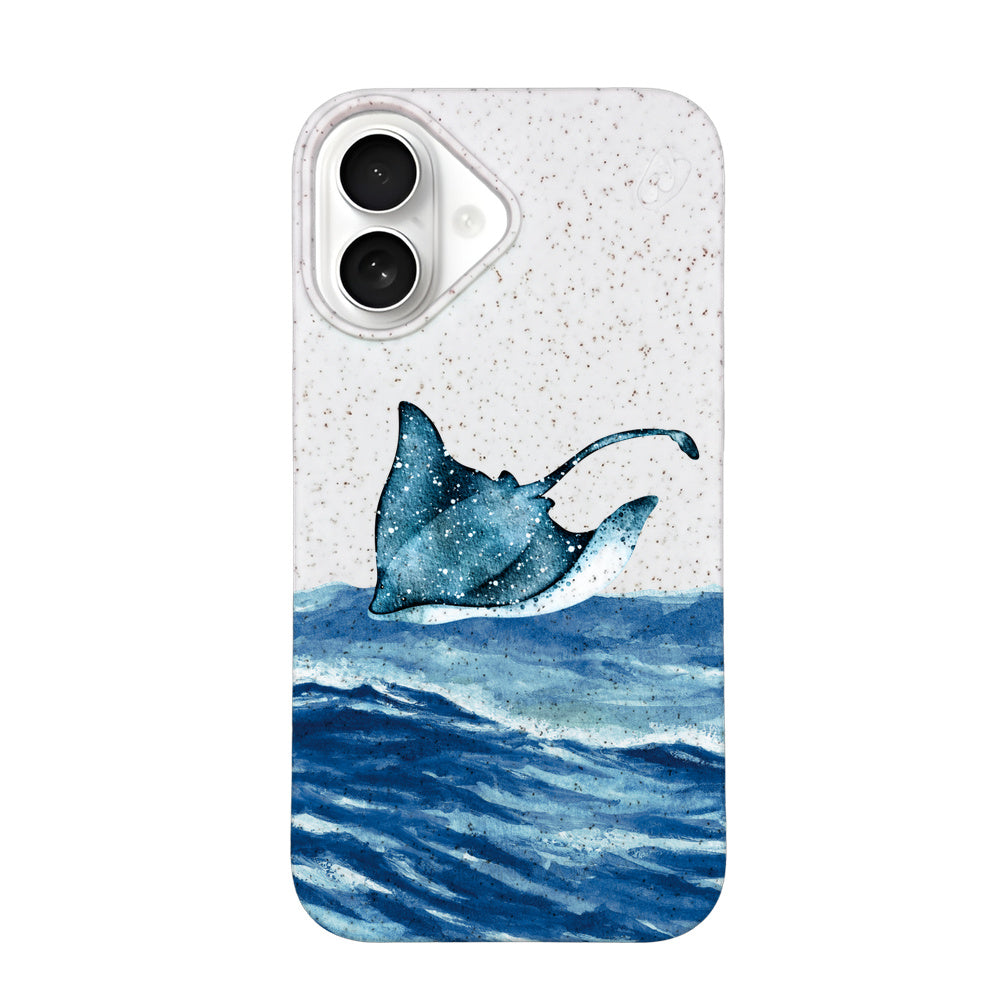 iPhone 16 Case - white Manta - "Manta Wave" - sustainable