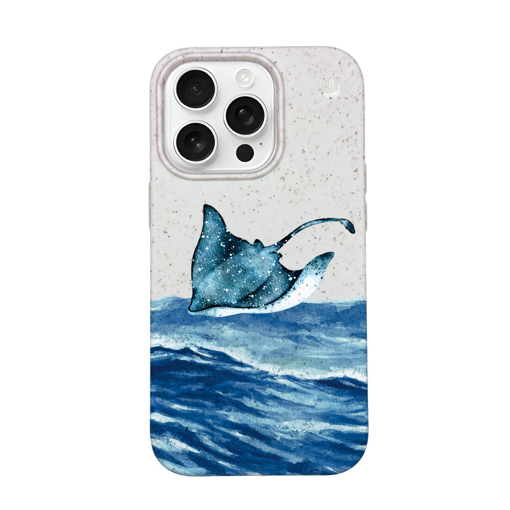 iPhone 16 pro max case - white Manta - "Manta Wave" - sustainable