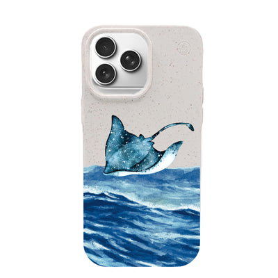 iPhone 17 Pro Max Case - White Manta - "Manta Wave" - sustainable