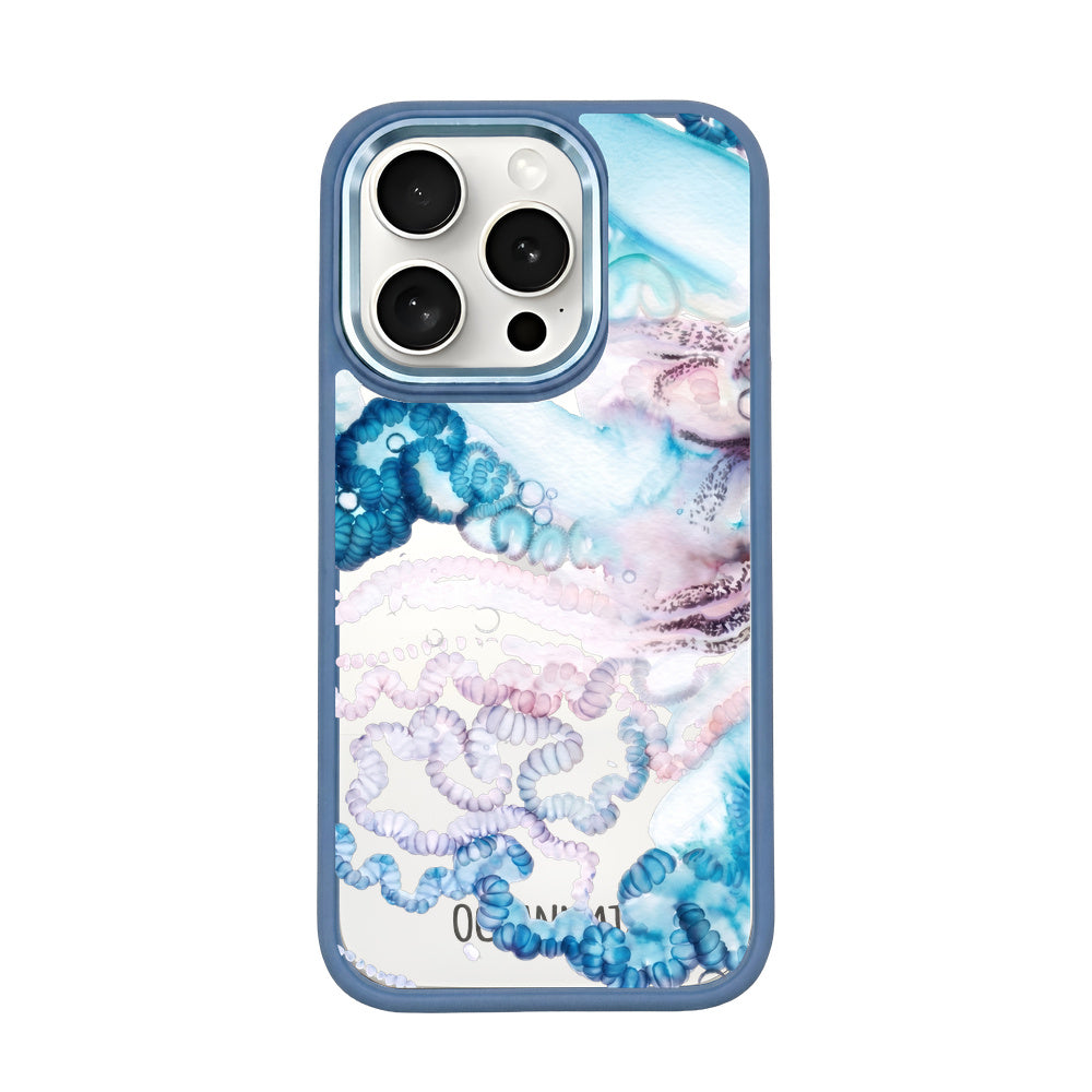 iPhone 15 pro Hülle - Qualle blau - "Men o' War" - nachhaltig