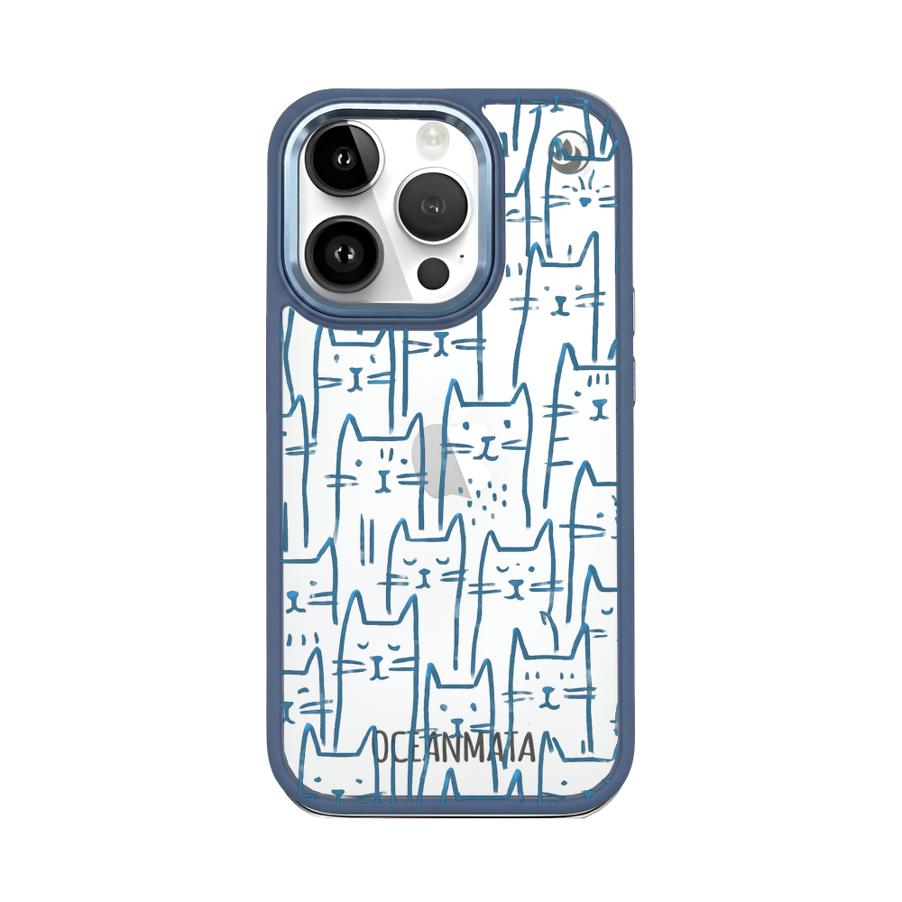 iPhone 14 pro Hülle - Katzen blau - "miau" - nachhaltig