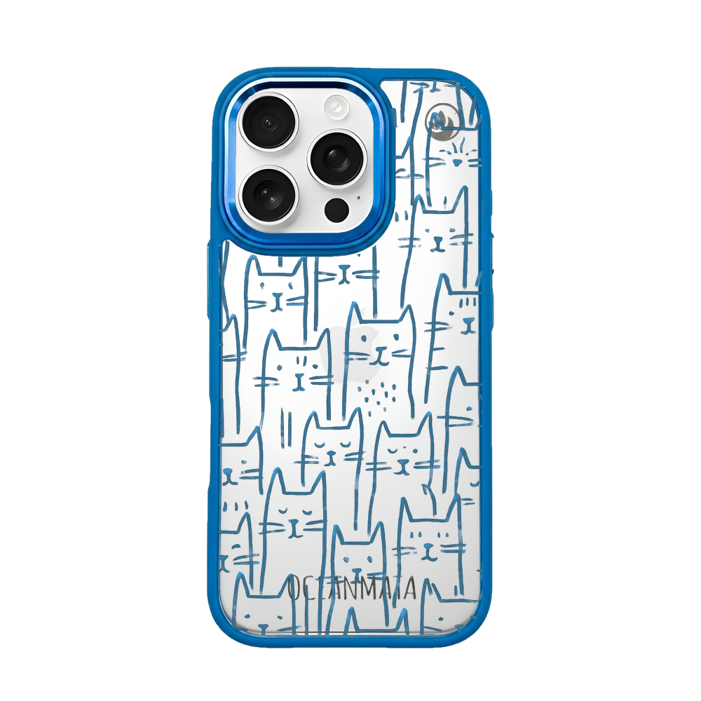 iPhone 16 pro Hülle - Katzen blau - "miau" - nachhaltig