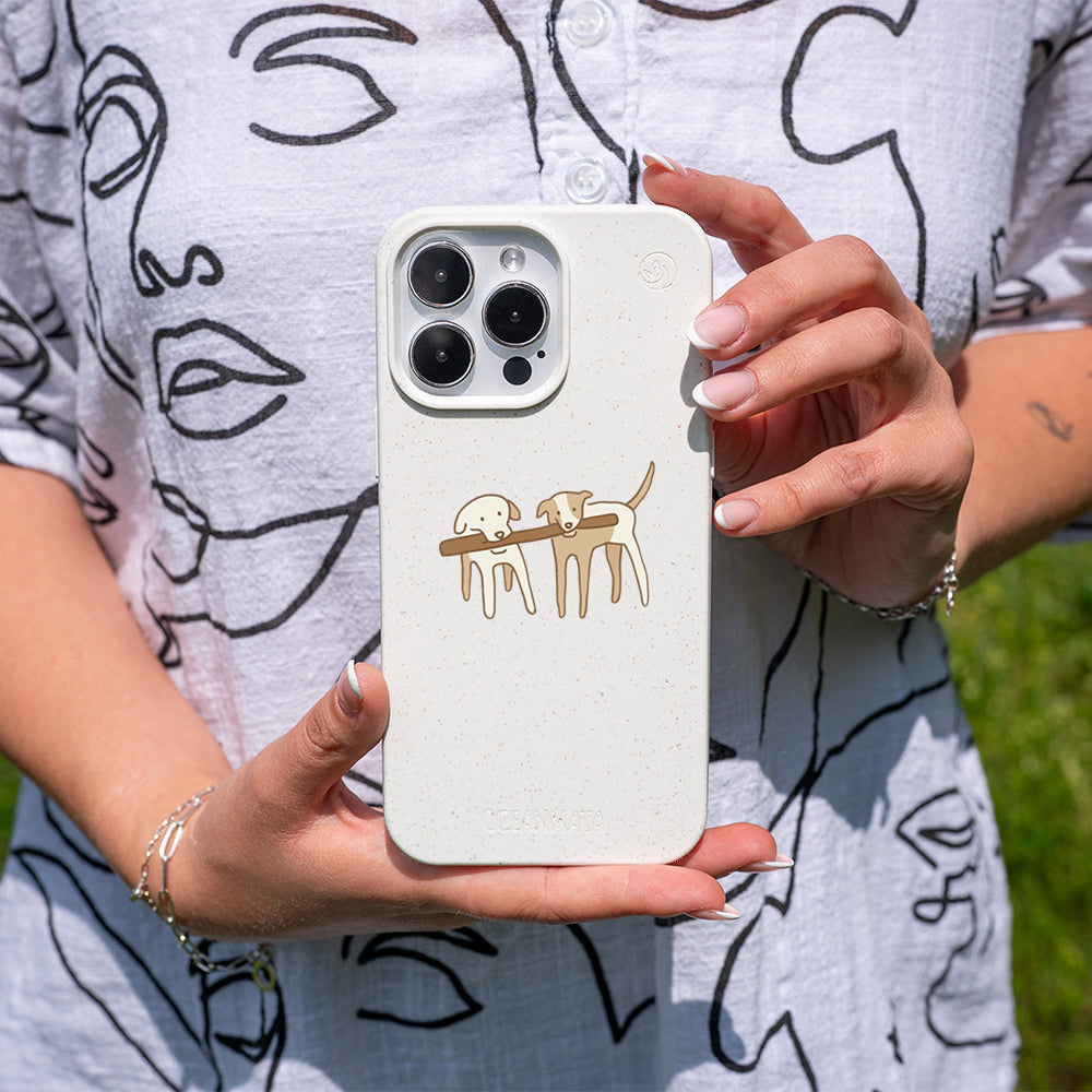 iPhone 15 pro Hülle - Hunde weiß - "Wuff" - nachhaltig