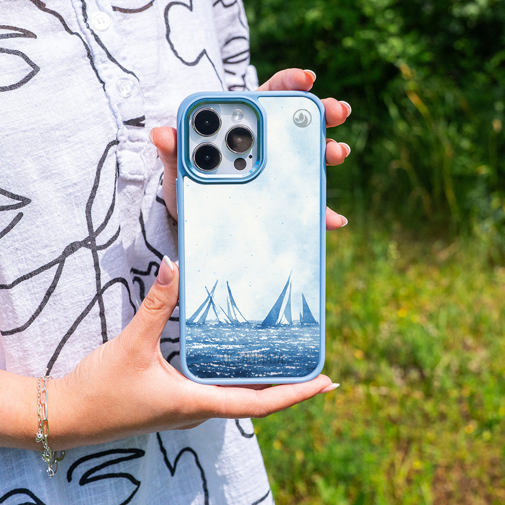 iPhone 13 Hülle - segeln blau - "BlueHorizon" - nachhaltig