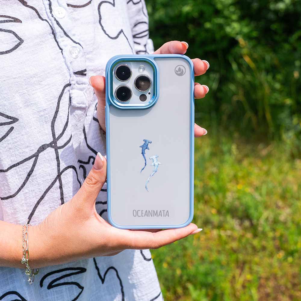 iPhone 15 pro Hülle - hai blau - "Hammerhead" - nachhaltig