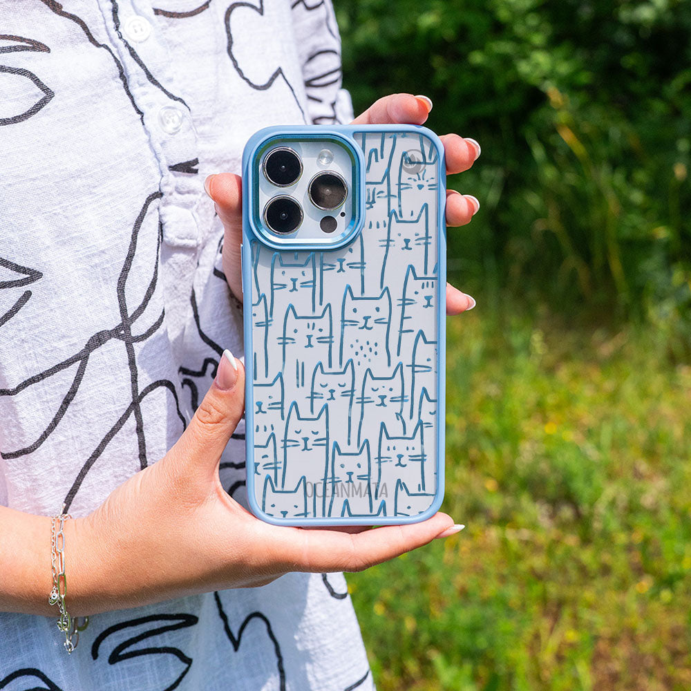 iPhone 17 Hülle - Katzen blau - "miau" - nachhaltig