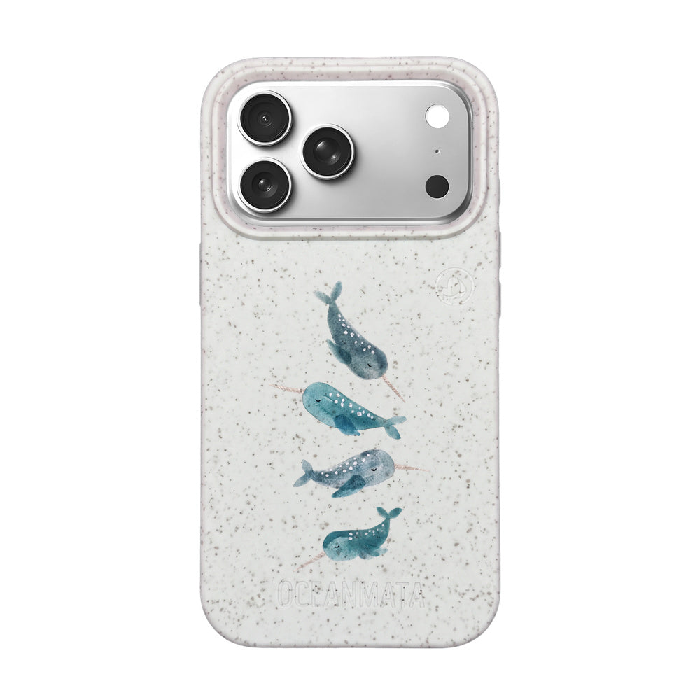 iPhone 18 Pro / 17 Pro Hülle - Narwal weiß - "Narwhale" - nachhaltig