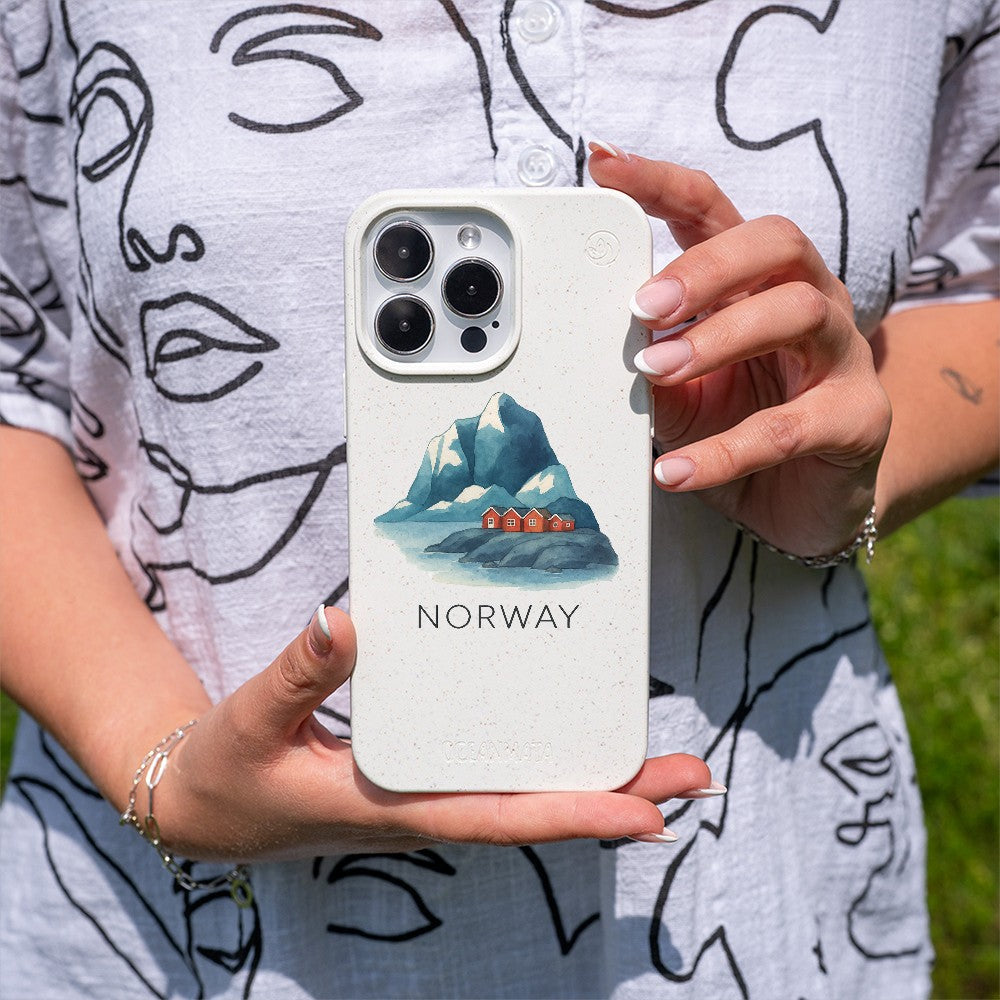 Biologisch abbaubare Handyhülle Samsung S26 Norway — kompostierbar — in der Hand
