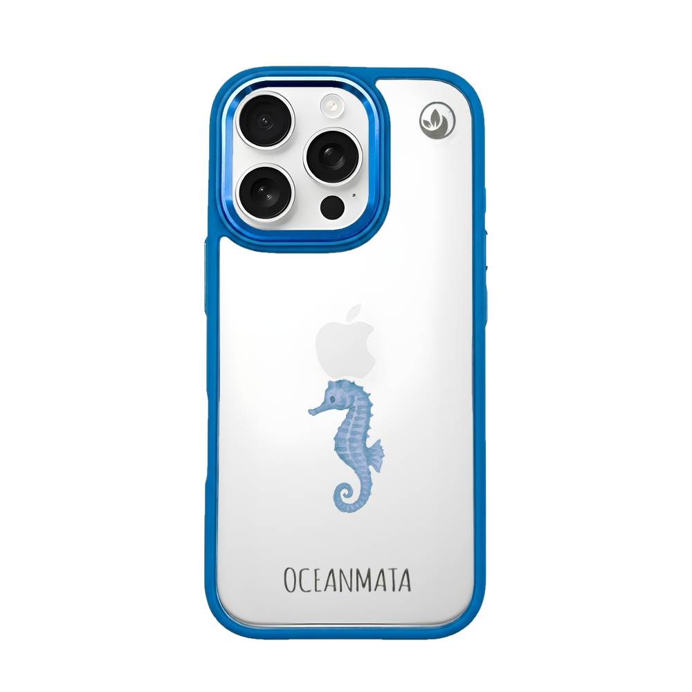 iPhone 16 pro Hülle - Seepferdchen weiß - "SeahorseTale" - nachhaltig