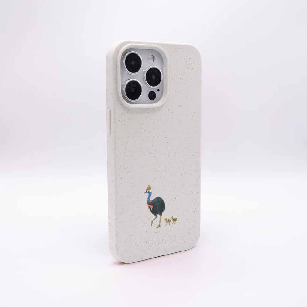 iPhone 13 pro Hülle - Cassowary weiß - "CassowaryStroll" - nachhaltig
