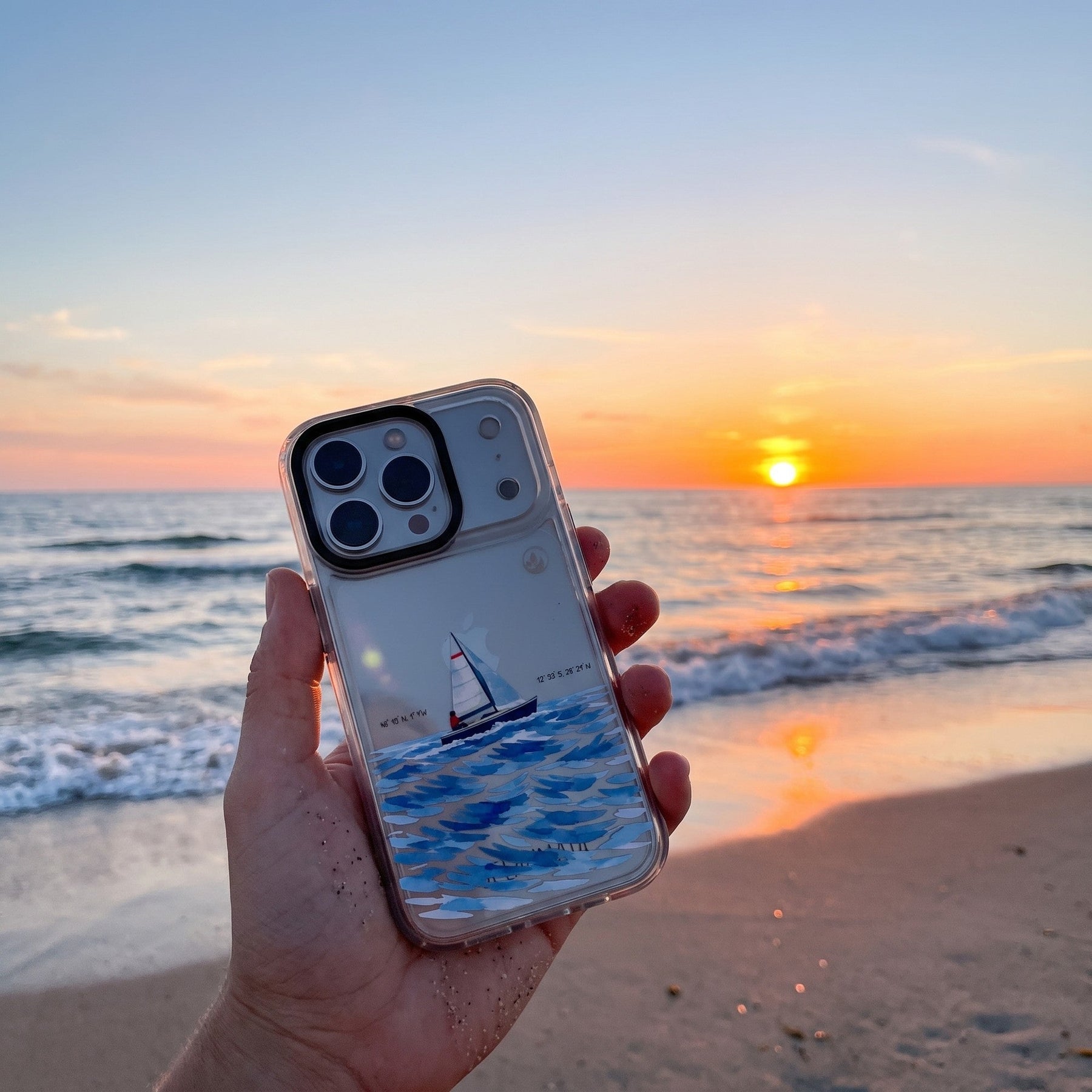 Nachhaltige Handyhülle Samsung S25 Towardsthehorizon aus Ocean Plastic — in der Hand