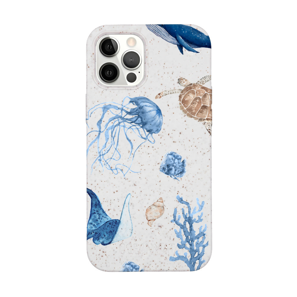 iPhone 12 Pro / iPhone 12 Case - White Turtle - "Sea Turtle & Friends" - sustainable